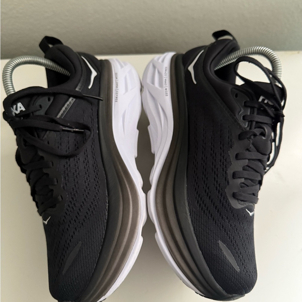 Hoka Bondi 8 Black and White Athletic Sneakers - Picture 6 of 10